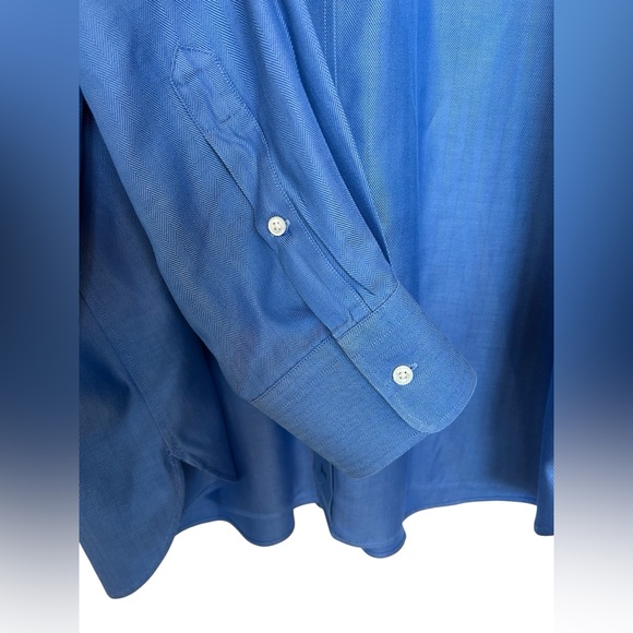 π EUC JOHN W. NORDSTROM Blue Herringbone Dress Shirt | 17.5 | 35 - Picture 7 of 8